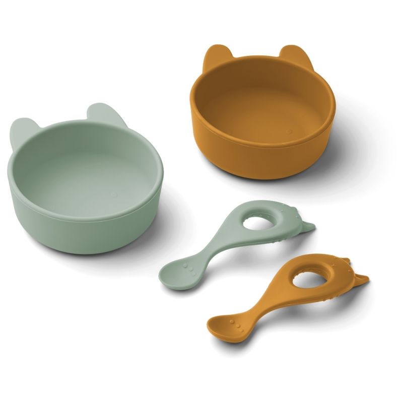 LIEWOOD - Evan Schale & Löffel Set Rabbit Mustard - Peppermint
