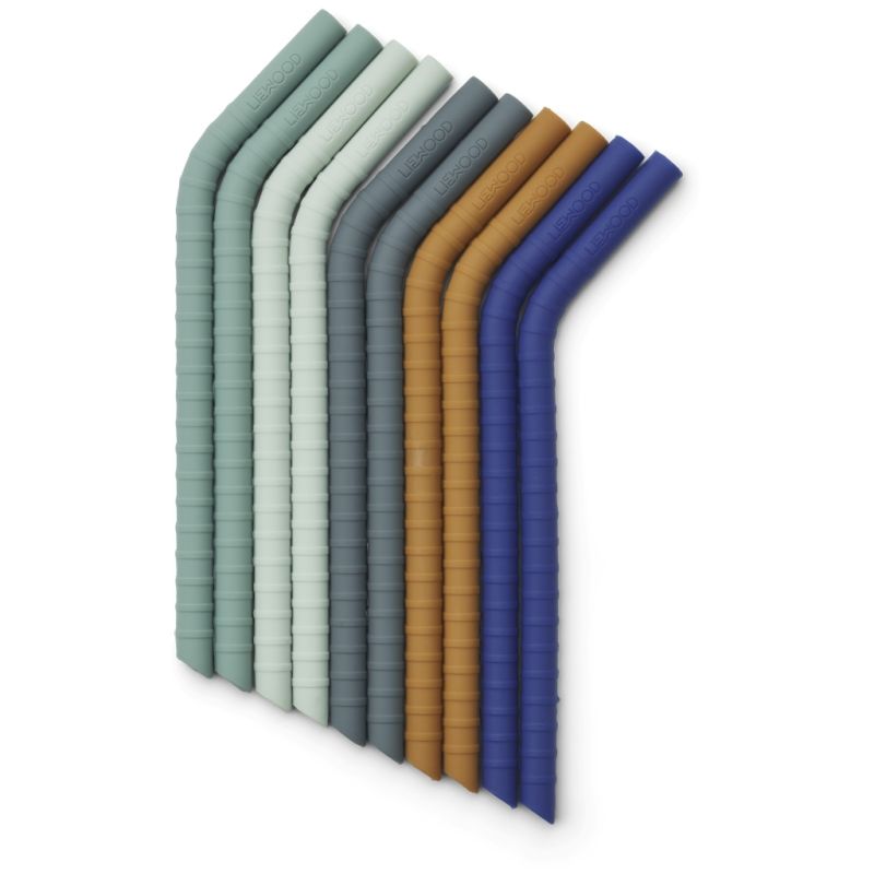 LIEWOOD - Jonas Silikon Trinkhalme Set Surf Blue Multi
