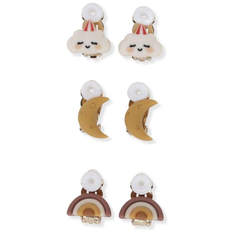 Konges Sløjd - Ohrenclips Wolke, Mond & Regenbogen