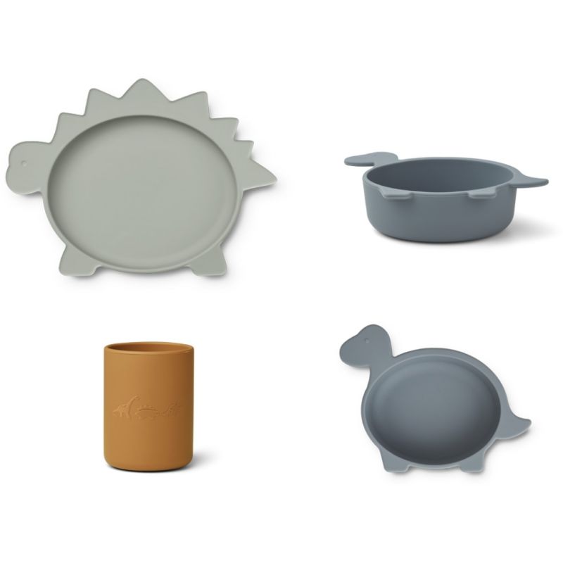 LIEWOOD - Cyrus Silikon Schalen Set Dino Blue Mix