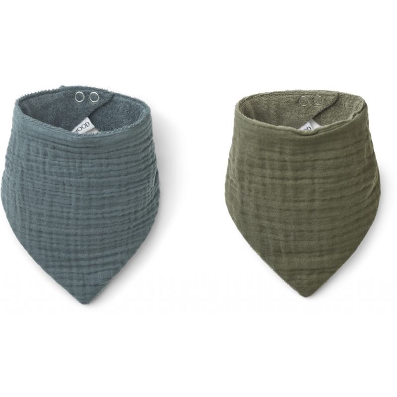 LIEWOOD - Andrea Muslin Sabberlätzchen Set Blue - Faune Green