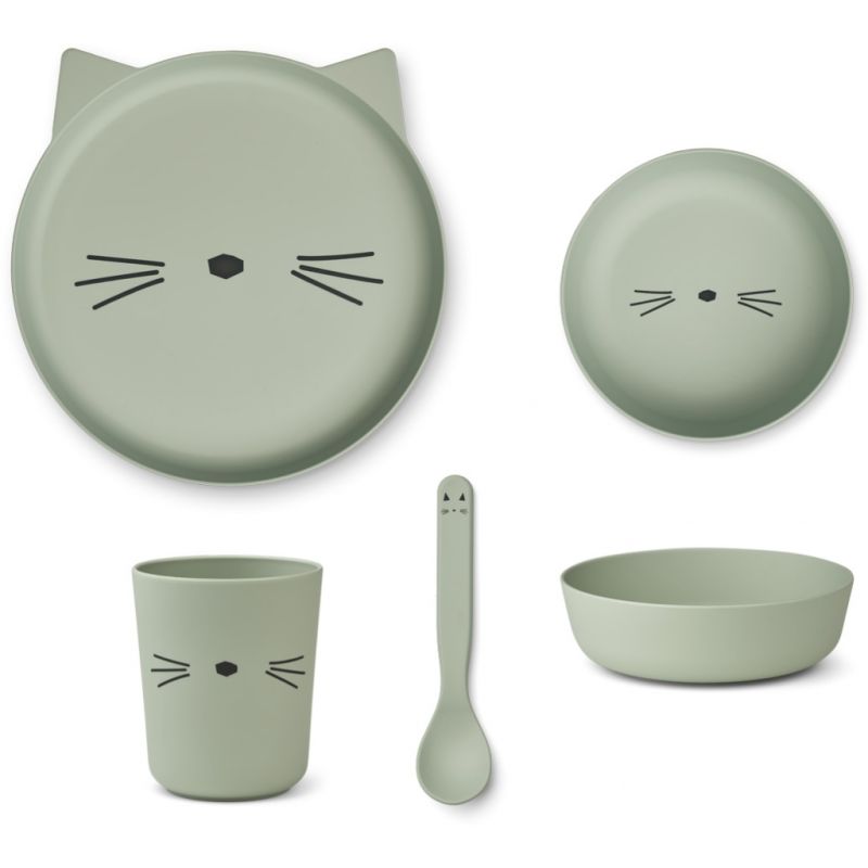LIEWOOD - Brody Geschirrset 4tlg Cat Dusty Mint