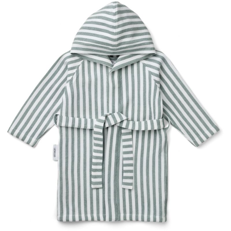 LIEWOOD - Gray Wellness Bademantel Waffelstoff Peppermint - Weiss