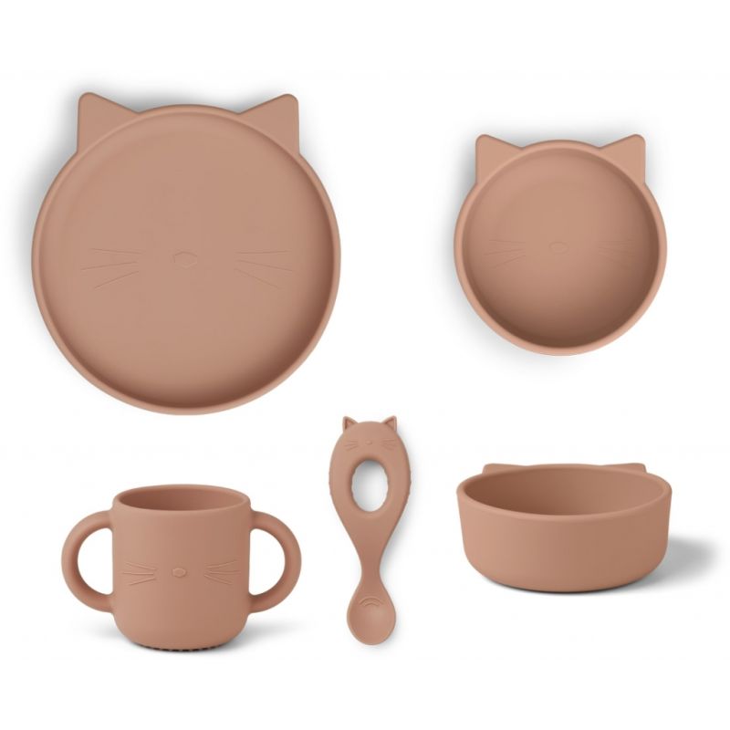 LIEWOOD - Vivi Geschirrset 4-teilig Cat Dark Rose