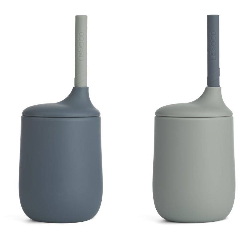LIEWOOD - Ellis Strohhalm Becher Set Whale Blue - Dove Blue
