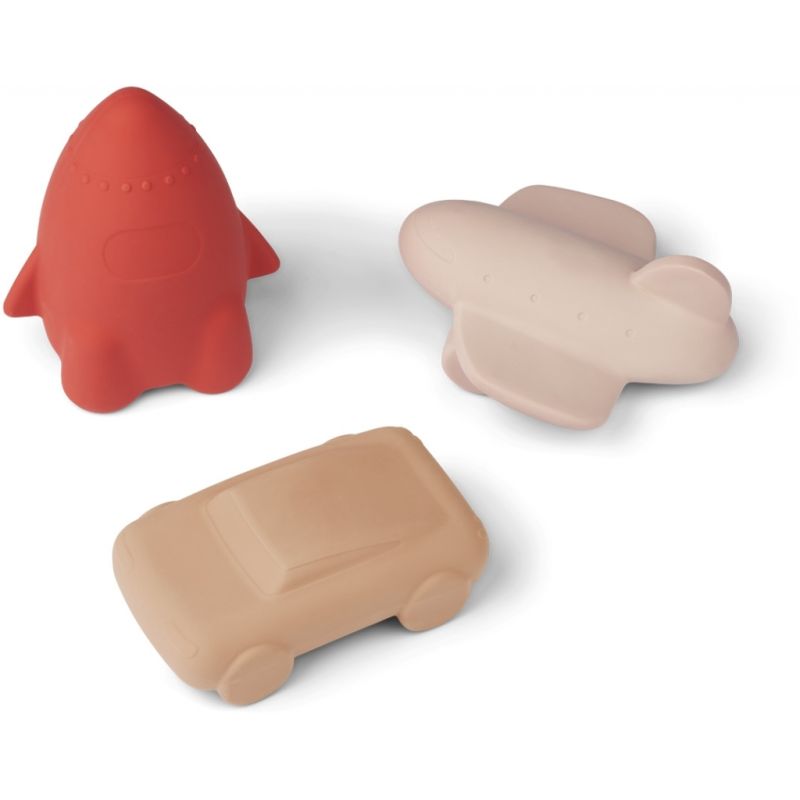 LIEWOOD - Jacob Spielzeugset Auto, Rakete & Flugzeug Rose Mix