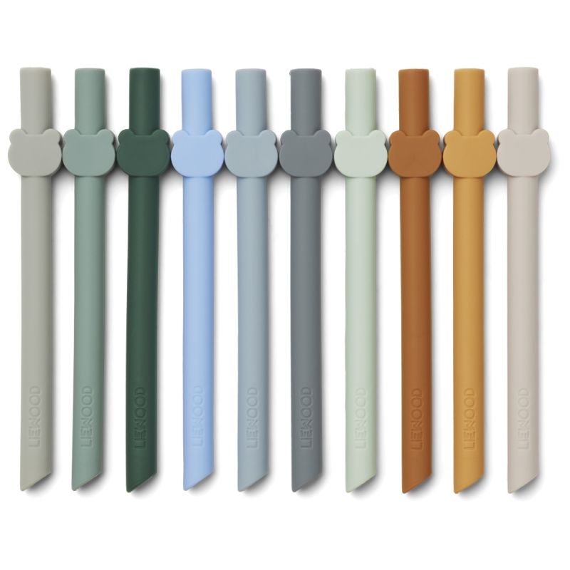 LIEWOOD - Badu Silikon Trinkhalme Set Blue Wave Multi