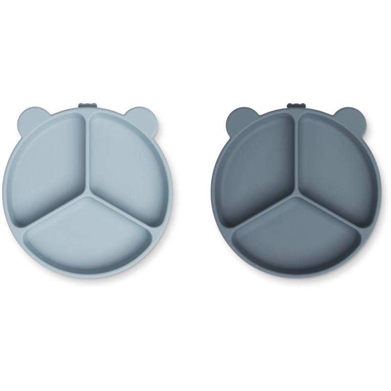 LIEWOOD - 2er Set Menü Saugnapfteller Set Blue Mix