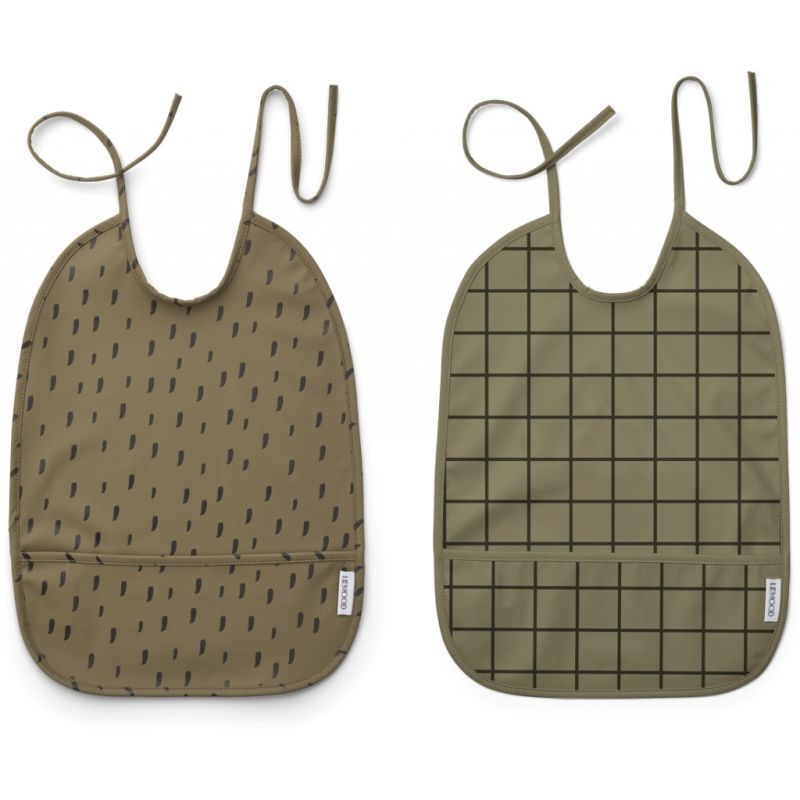 LIEWOOD - 2er Set Lai Lätzchen Check Khaki Mix