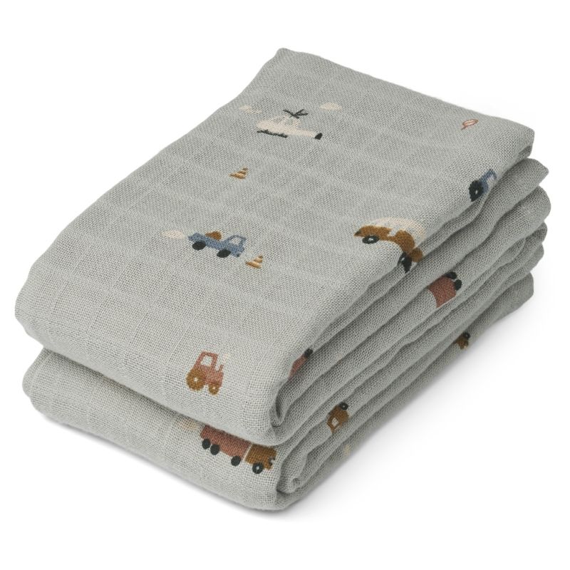 LIEWOOD - Muslin Set Lewis Fahrzeuge Dove Blue
