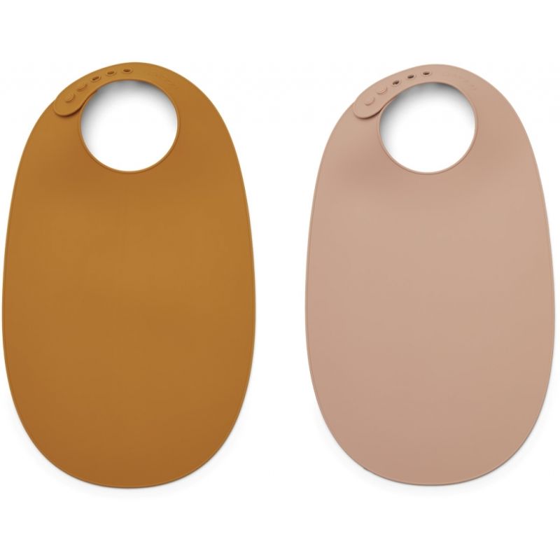 LIEWOOD - 2er Set Ilana extralang Lätzchen Mustard - Dark Rose