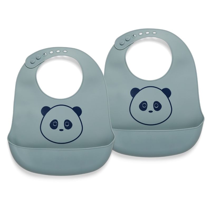 nuuroo - 2er Set Silikon Lätzchen Panda Lead Blau