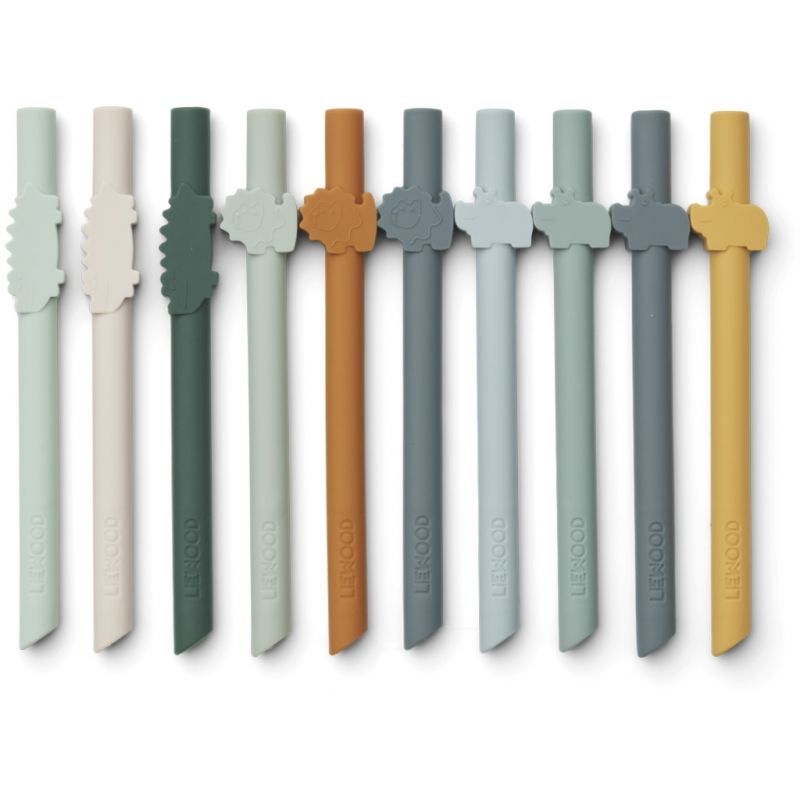 LIEWOOD - Badu Silikon Trinkhalme Set Safari Blue Mix