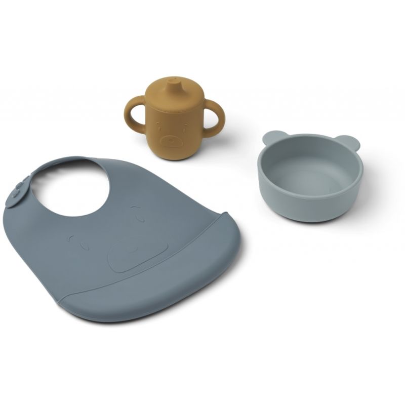 LIEWOOD - Connor Silikon Dinnerset Mr Bear Blue Mix