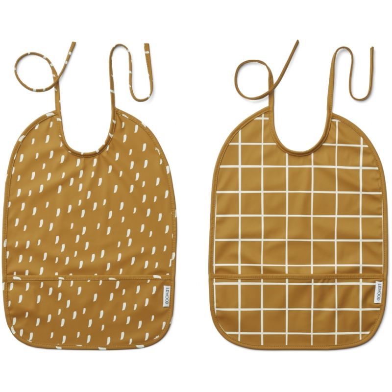 LIEWOOD - 2er Set Lai Lätzchen Check Golden Caramel