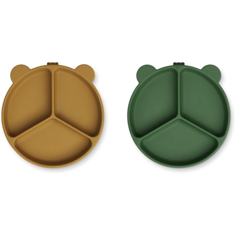 LIEWOOD - 2er Set Menü Saugnapfteller Set Eden - Caramel