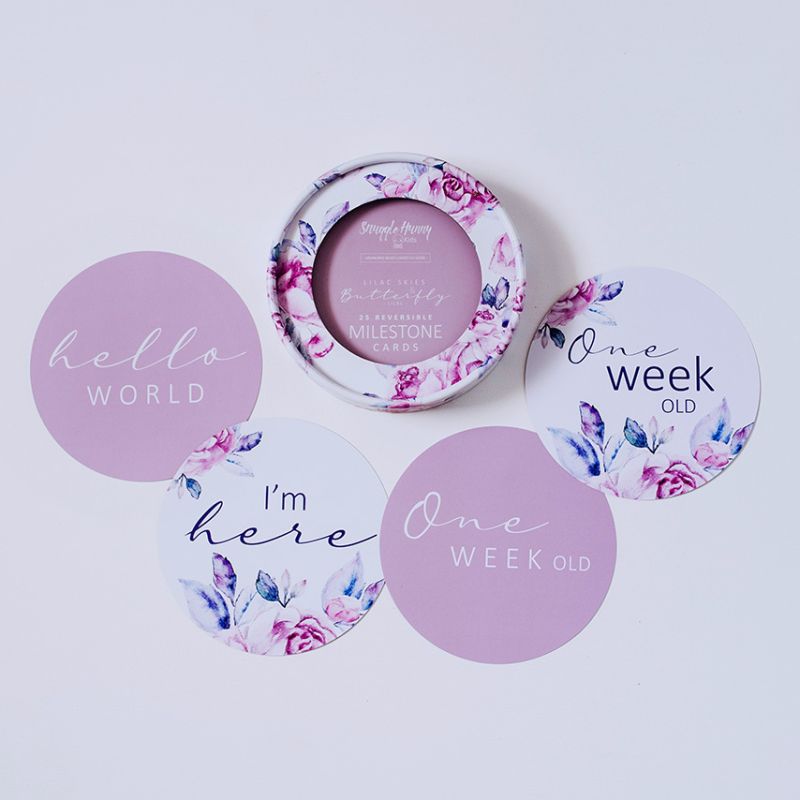 Snuggle Hunny - Meilenstein Karten Lilac Skies & Butterfly Pink