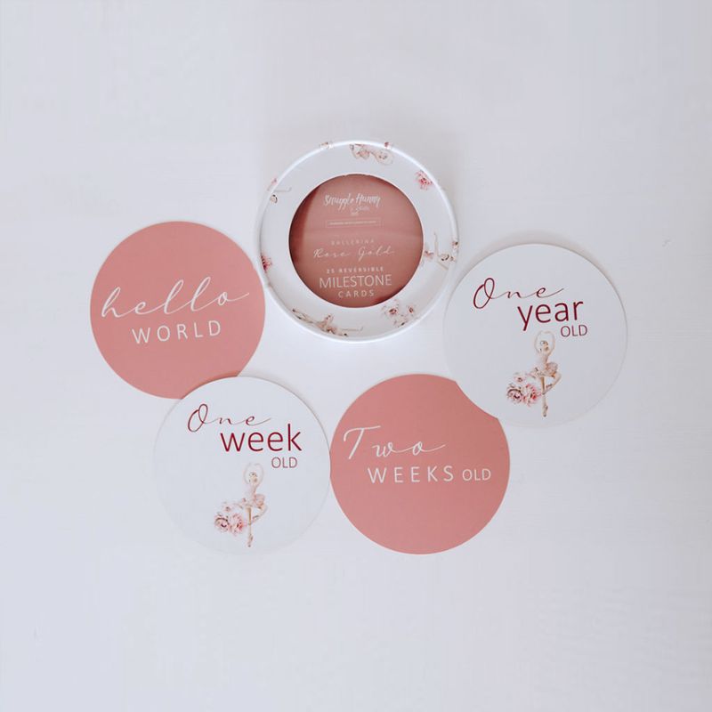 Snuggle Hunny - Meilenstein Karten Ballerina & Rosa