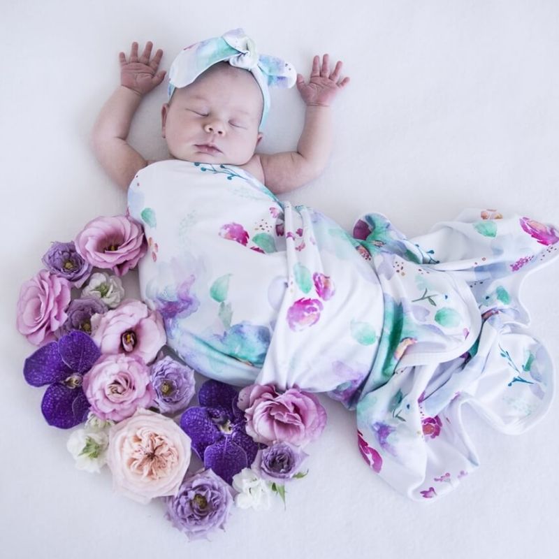 Snuggle Hunny - Swaddledecke Sweet Petal mit Stirnband