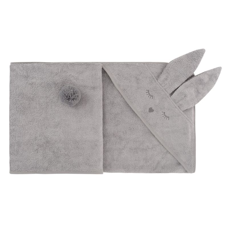 Samiboo - Bambus Kapuze Badetuch Bunny grau