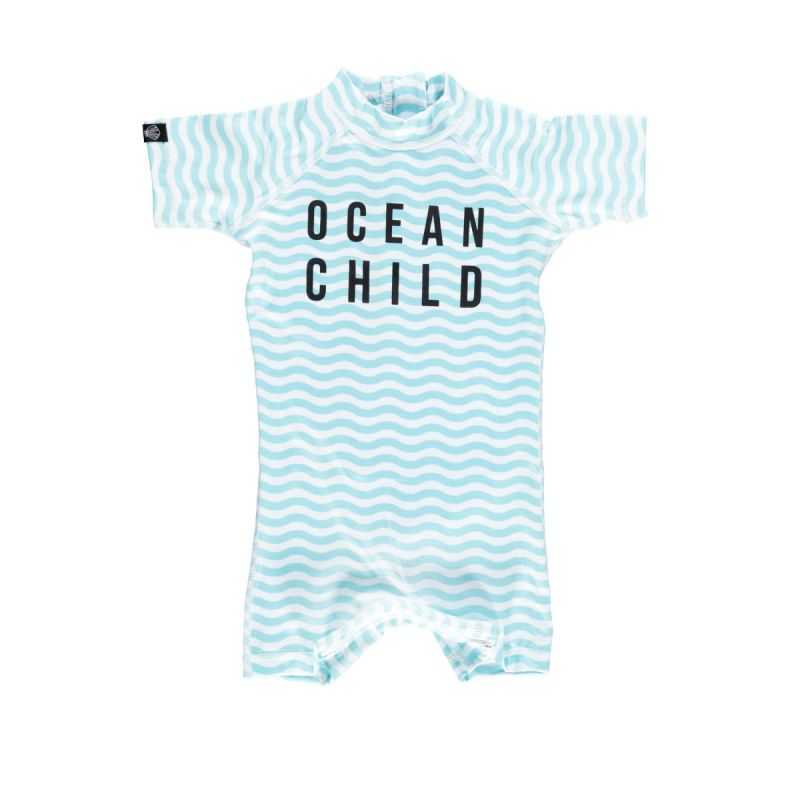 Beach & Bandits - UV Badeoverall Ocean Child kurz Weiss/blau