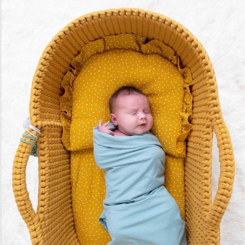 Like Moses - Moseskorb Mustard mit Kissen und Bettwäsche Mustard Punkte