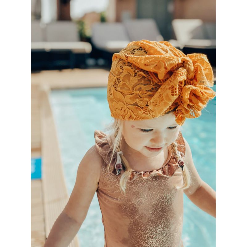 Looks by Luks -  Turban Lace Spitzen Mustard