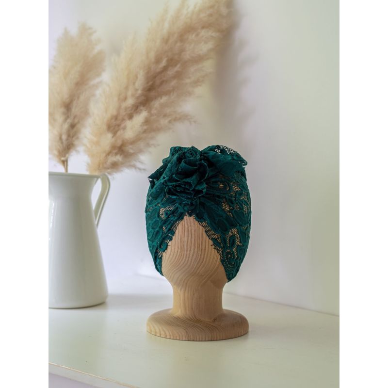 Looks by Luks -  Turban Lace Spitzen Deep Green