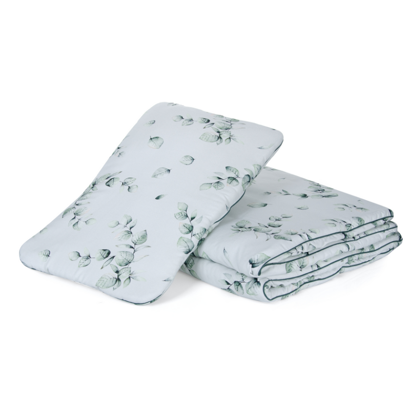 Qbana Mama - Bettdeckenset mit Kissen gefüttert "Eukalyptus"