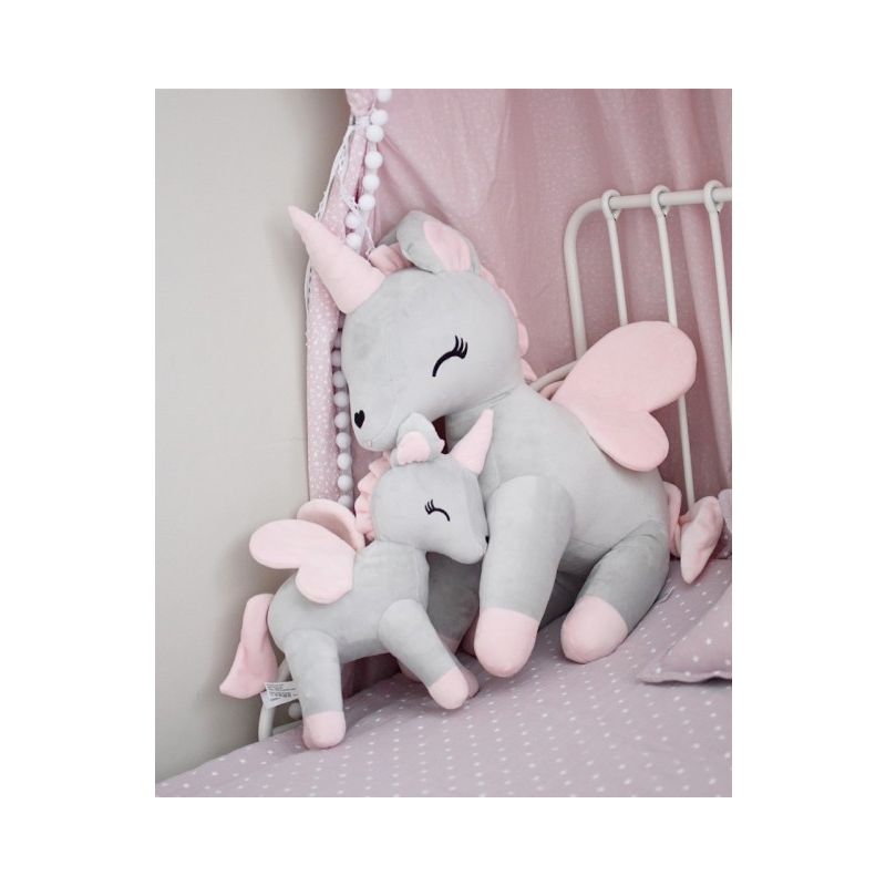 Melootka - Plüsch Einhorn XL grau- pink