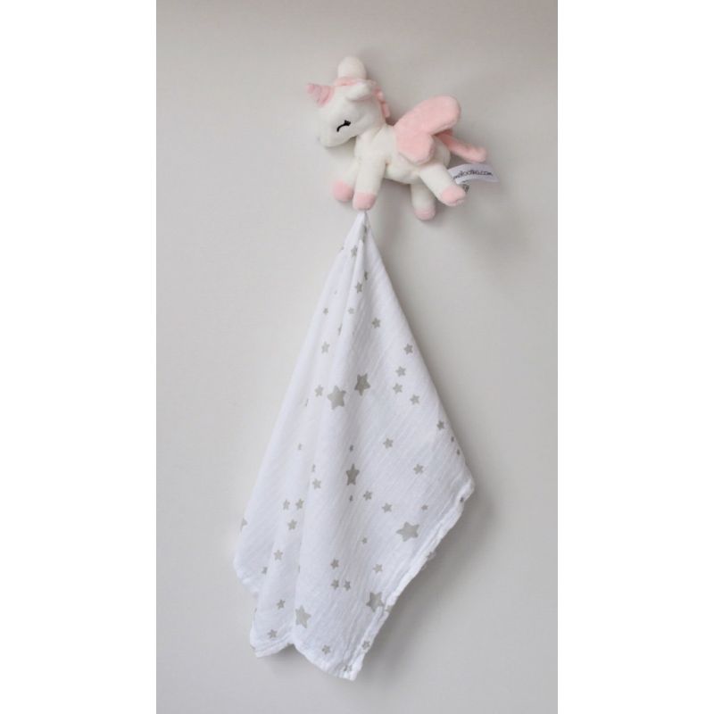 Melootka - Babyunicorn weiss- pink mit Muslin