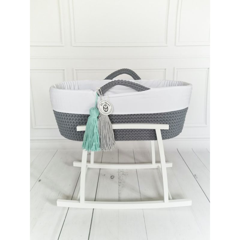 Like Moses - Moseskorb Steel grau mit Petrol gold Dots Bettwäsche