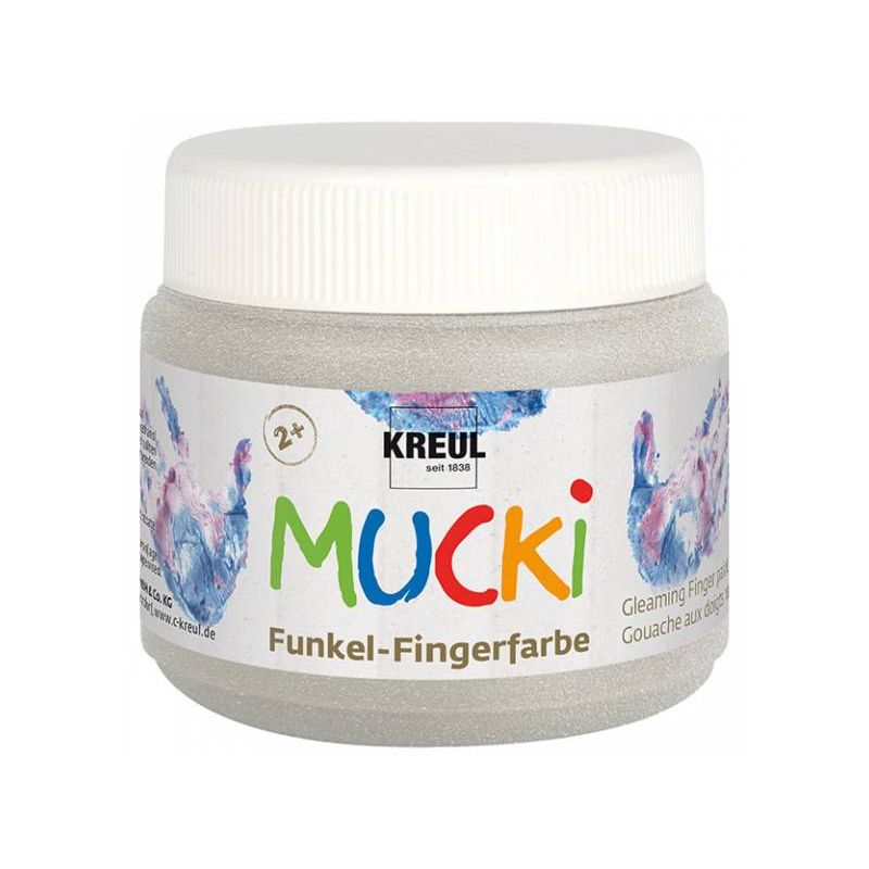 KREUL - MUCKI Funkel-Fingerfarbe Drachen-Silber, 150 ml