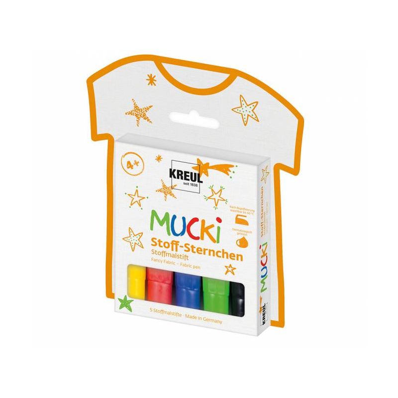 KREUL - MUCKI Stoff-Sternchen Stoffmalstift 5er Set