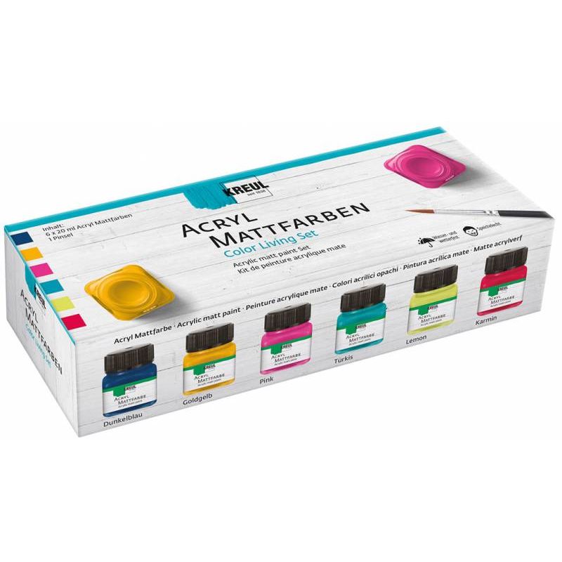 KREUL - Acryl Mattfarbe, Color Living-Set 6 x 20 ml
