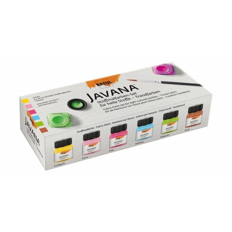 KREUL - Javana Stoffmalfarben für helle Stoffe Set Trendfarben 6 x 20 ml