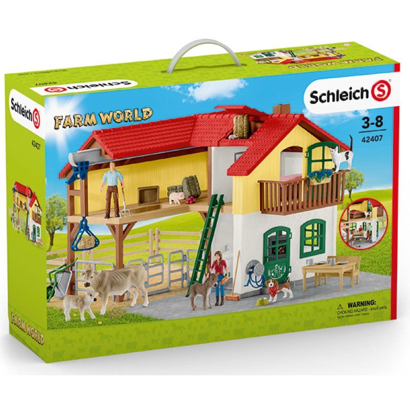 Schleich 42407 Farm World - Bauernhaus mit Stall und Tieren