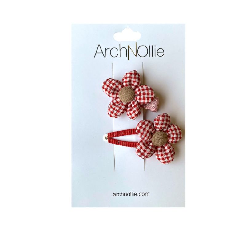ArchNOllie - Haarclip Set Blümchen Rot