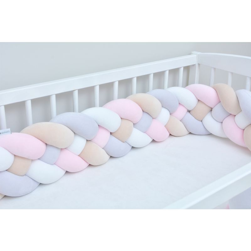 Sparrow - Bettschlange extrabreit grau - weiss - beige - babypink