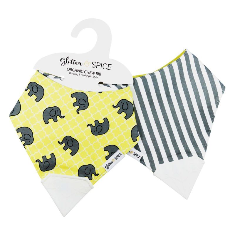 Glitter & Spice - Kau- Lätzchen doppelseitig Elefant / Oxford