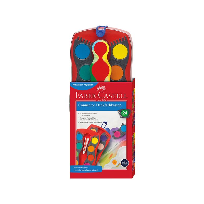 Faber-Castell - Connector Deckfarbkasten, rot, 24 Farben