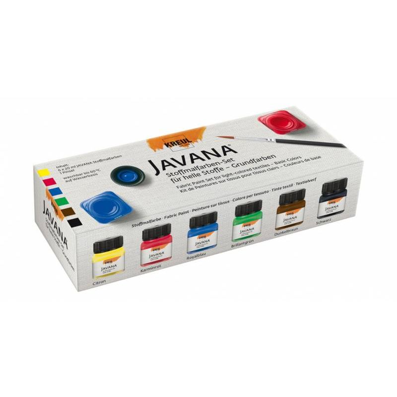 KREUL - Javana Stoffmalfarben für helle Stoffe Set Grundfarben 6 x 20 ml