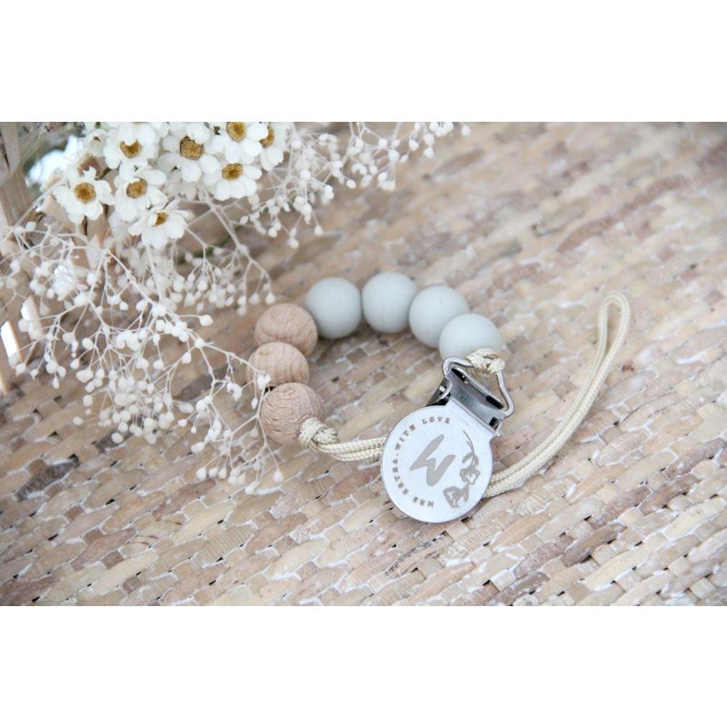 Mrs Ertha - Schnuller Clip Hellgrau