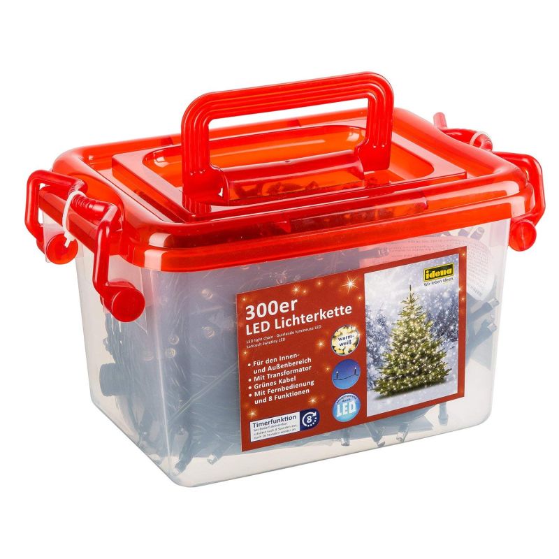 Idena - LED Lichterkette für innen und außen, 300er warm weiß