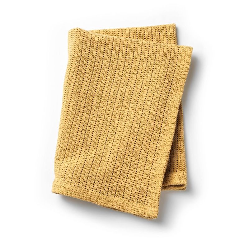 Elodie  - Sommer Strickdecke Cellular Gold
