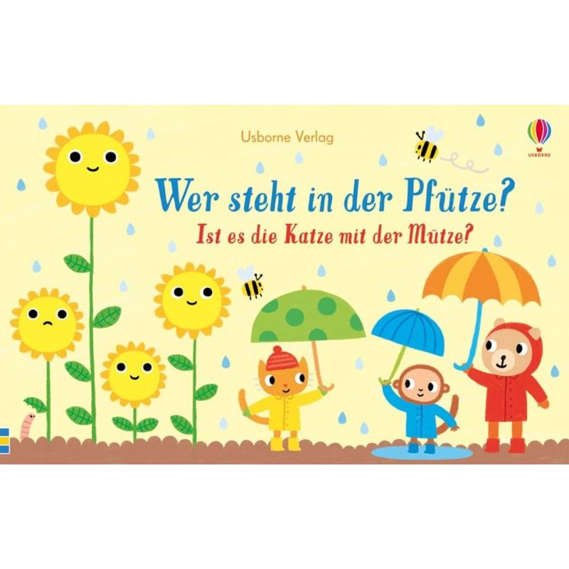 Usborne Verlag - Wer steht in der Pfütze? Ist es die Katze mit der Mütze?