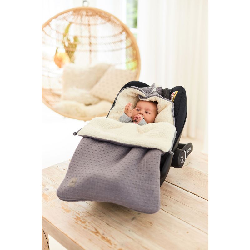 Jollein - Autoschale Fusssack Strickoptik Storm Grey