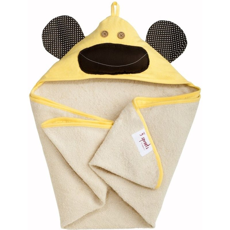 3 sprouts - Badetuch mit Kapuze Affe gelb