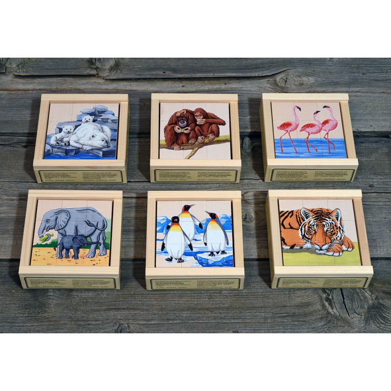 Atelier Fischer Switzerland - Klötzli Puzzle Zootiere 9 Teile