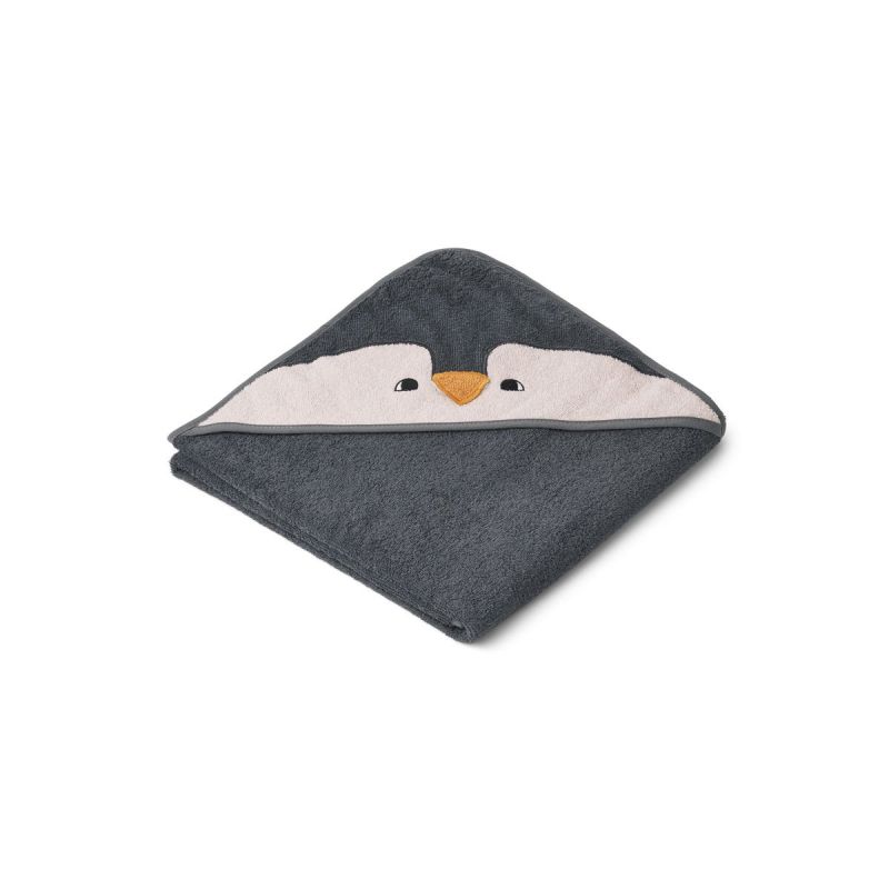 LIEWOOD - Albert Kapuzen Badetuch Pinguin Stone Grey (Grösse Baby)
